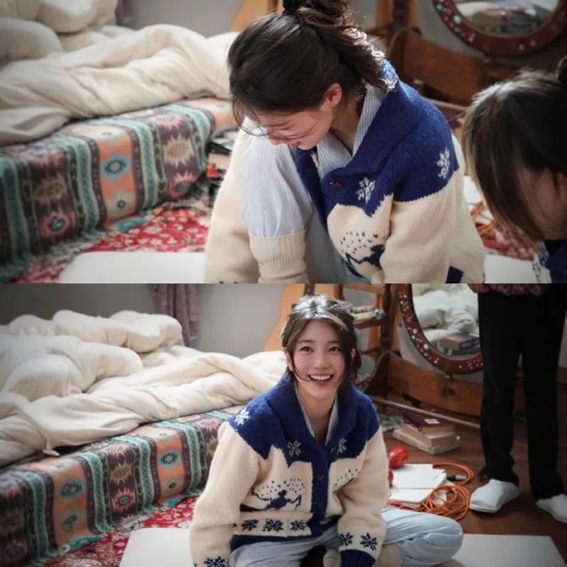 Kardigan dziergany, damska indyjska kurtka żakardowa o drobnym kroju, sweter z wełny alpaki zapinany na jeden guzik, jesień/zima 2025