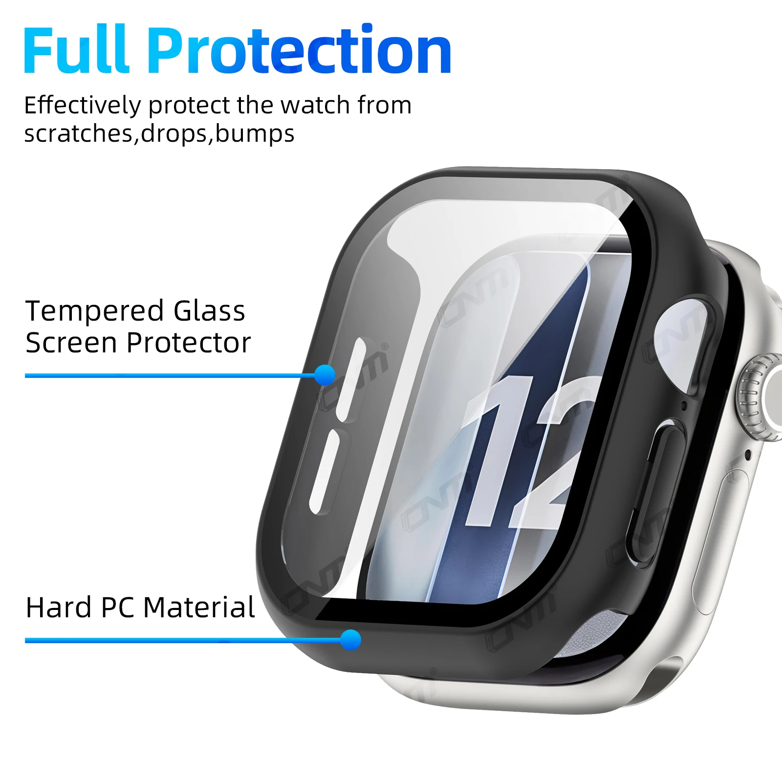 Schutzhülle für Apple Watch Series 12 42mm/46mm mit gehärtetem Glas-Displayschutz und harter PC-Schutzhülle, Zubehör – Detail 2
