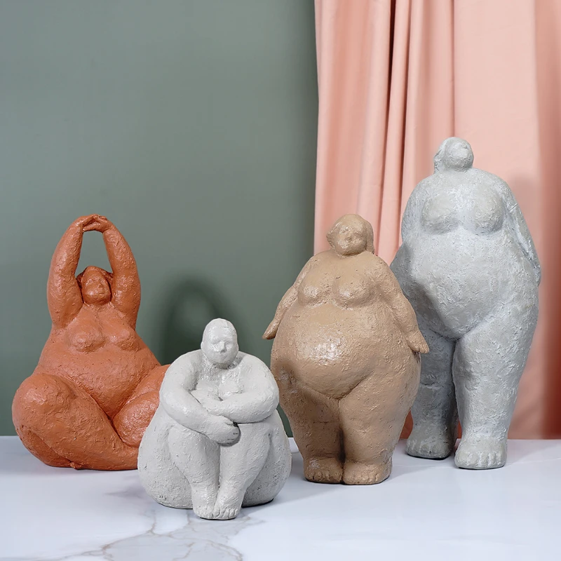 

Fat Lady Figurines Abstract Woman Statue Resin Yoga Figure Ornaments for Interior Entrance Bookcase Bedroom Desktop Decor