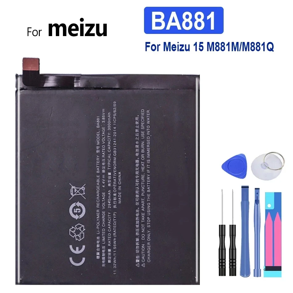 BA881 Battery 3000Mah For Meizu 15 , M881M, M881Q Mobile Phone