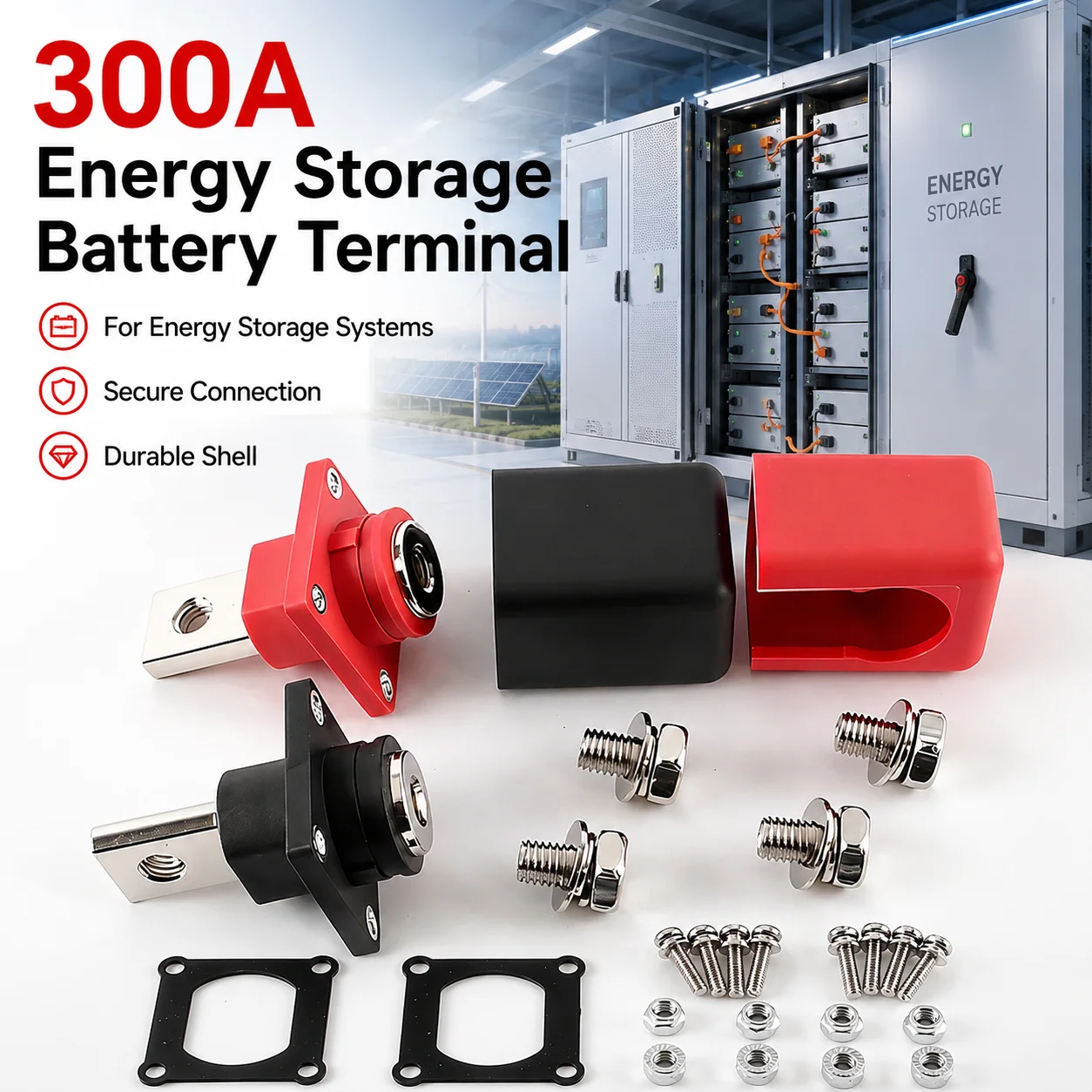 

300A Pure Copper Lithium Battery Terminal Connector High Current Energy Storage Terminal Block IP67 for Energy Storage Cabinet