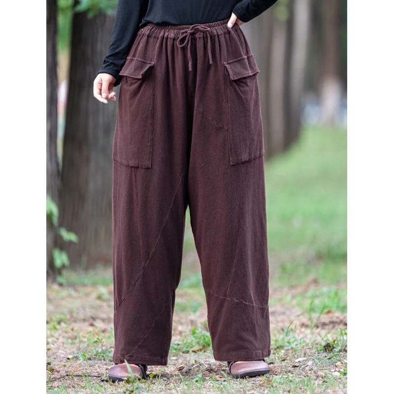 Masss Wasss européen 2026 printemps loisirs solide pantalons longs femmes ample élégant Pantalons dames Vintage classique Fitness pantalon