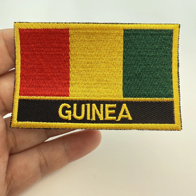 8*5cm Guinea Rectangle Shape Iron-on Saw on Flag Patch Embroidered Saw on Badges Patches for Clothing