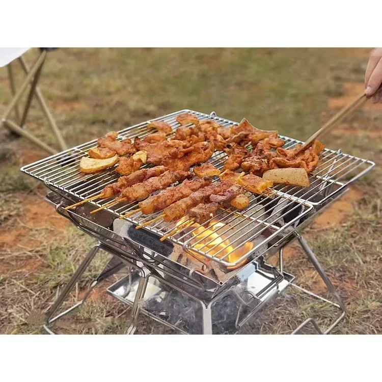 Outdoor Barbecue Stainless Steel Tools Folding BBQ Grill Logo And Packaging Can Be Customized