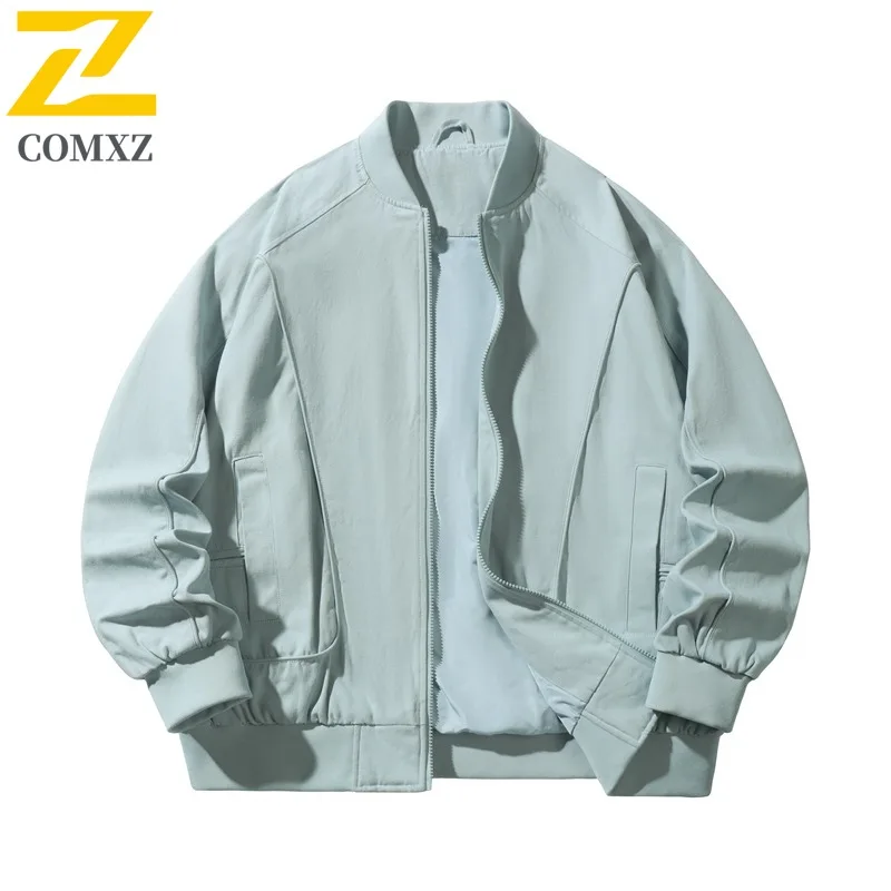 

COMXZ Workwear Style Solid Color Jacket Outdoor Windproof Baseball Design High Quality Spring Autumn Casual Durable Fashion Coat