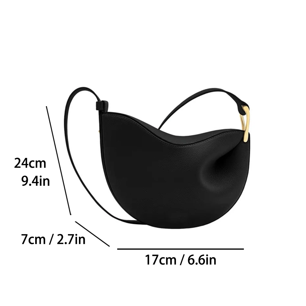 Genuine Cow Leather Crescent Shoulder Bag For Women Luxury Desinger High Quality Underarm Hobos Bags Female Messinger Saddle Bag