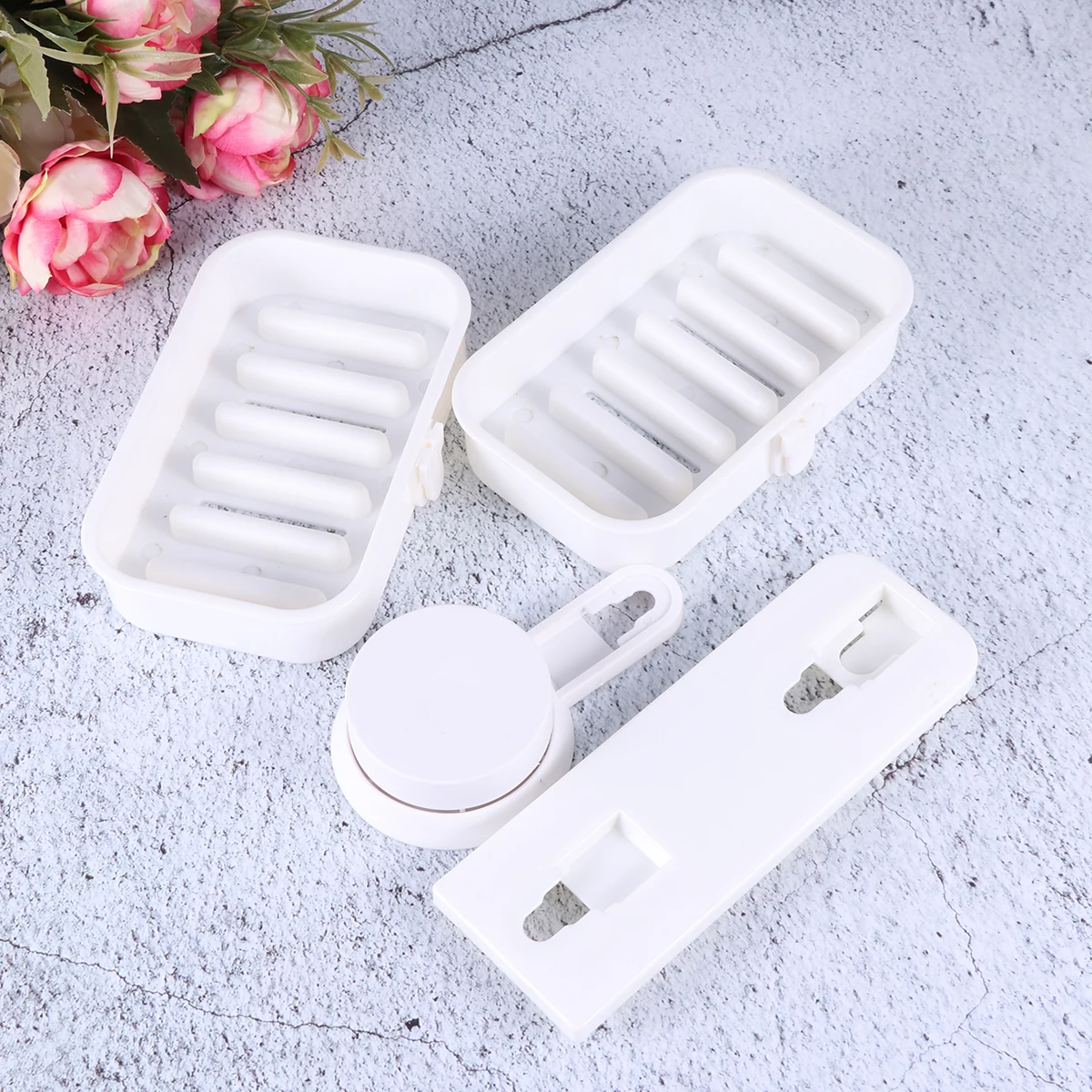 

1 Non Metal Portable Soap Holder Double Layer Suction Cup Dish Rack for Bathroom Kitchen Sponge Storage Waterproof Drain Holes