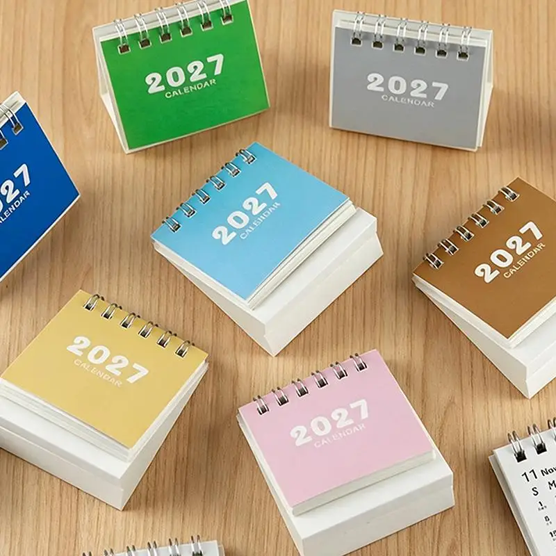 2027 Mini Portable Desk Calendar Thick Smooth Paper Tearable Desktop Calendar for Home Office School Travel