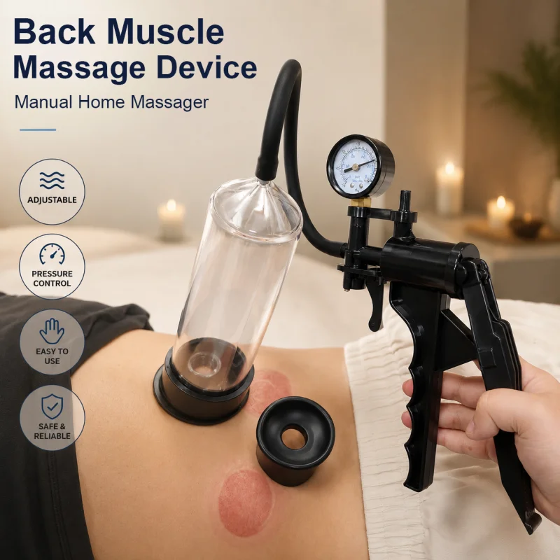 Large Size Cupping Massage Relax Set of Vacuum Cups with Hand Pump and Detailed Cupping Manual Massage Cupping Set for Massage