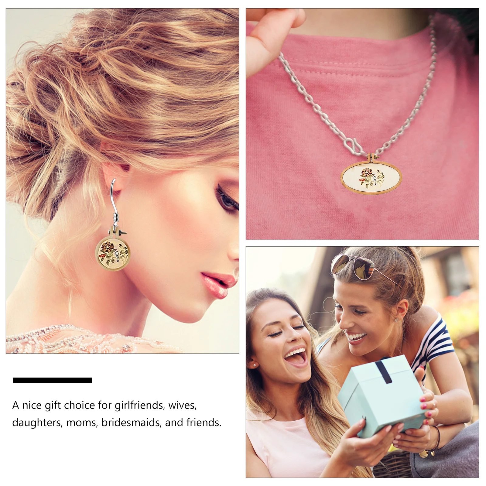 8 مجموعات المعلقات التطريز الصغيرة DIY سحر معلق خشبي لصياغة المجوهرات قلادة الزخرفية صنع الإمدادات