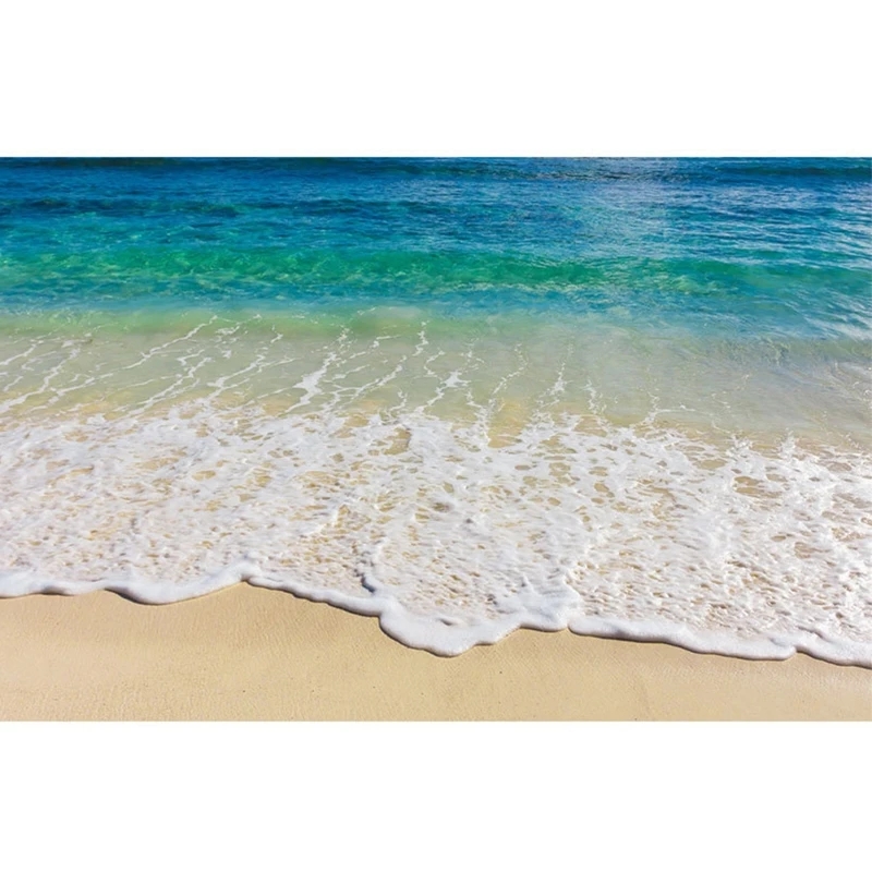 E7CD Removable Beach Floor Sticker Bathroom 3D Ocean Wall Decal Creative Floor Tiles Painting Murals Sticker Wall Decorat