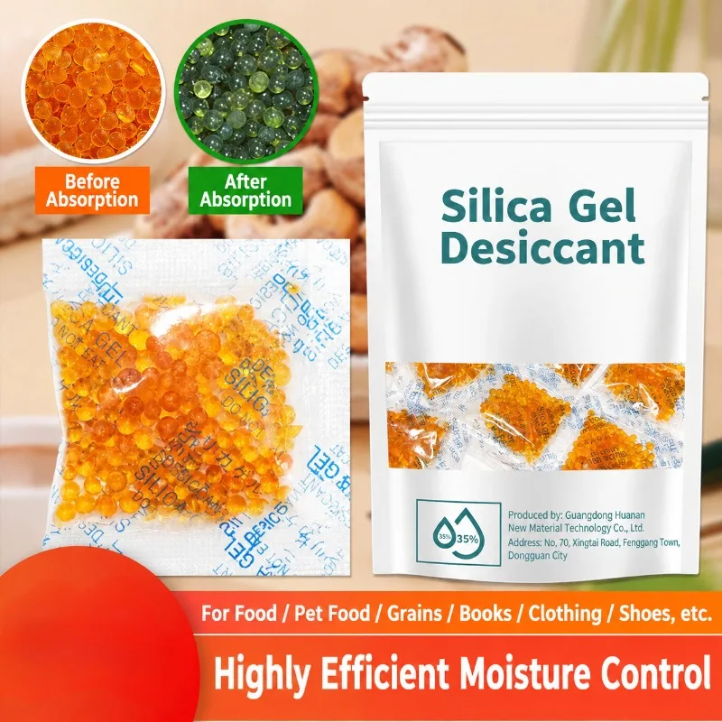 Color Changing Silica Gel Desiccant Bags, OPP Film Orange Blue Moisture Absorber, Reusable Eco‑Friendly Silica Gel Packs for
