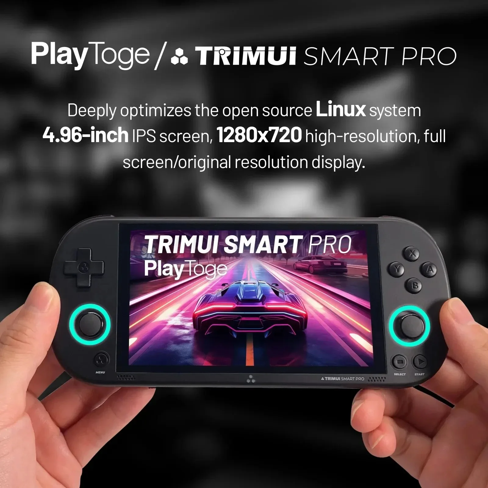 Trimui-Smart Pro Retro Déterminer la console de jeu, prise en charge du casque compatible Bluetooth, système de jeu, cadeau pour enfants et adultes, 4.96 pouces