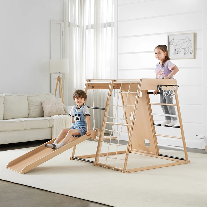 Indoor Wooden Jungle Play Gym Playground Aswweets Montessori Triangle Climbing Frame for Children Pickler Triangle