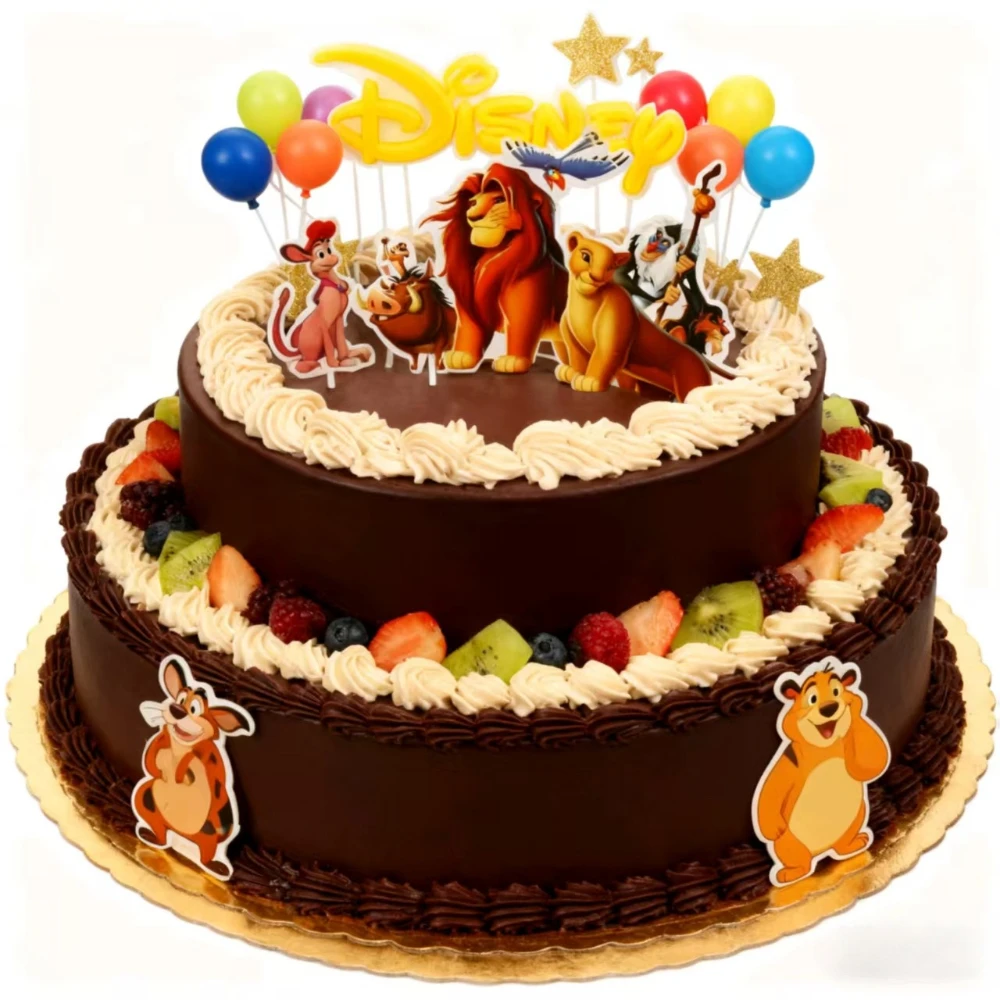 

25 шт., топпер для торта «Король Лев Диснея», тема Симбы, топперы для кексов, декор для вечеринки, сувениры для мальчиков и детей, рождественские украшения с животными в джунглях