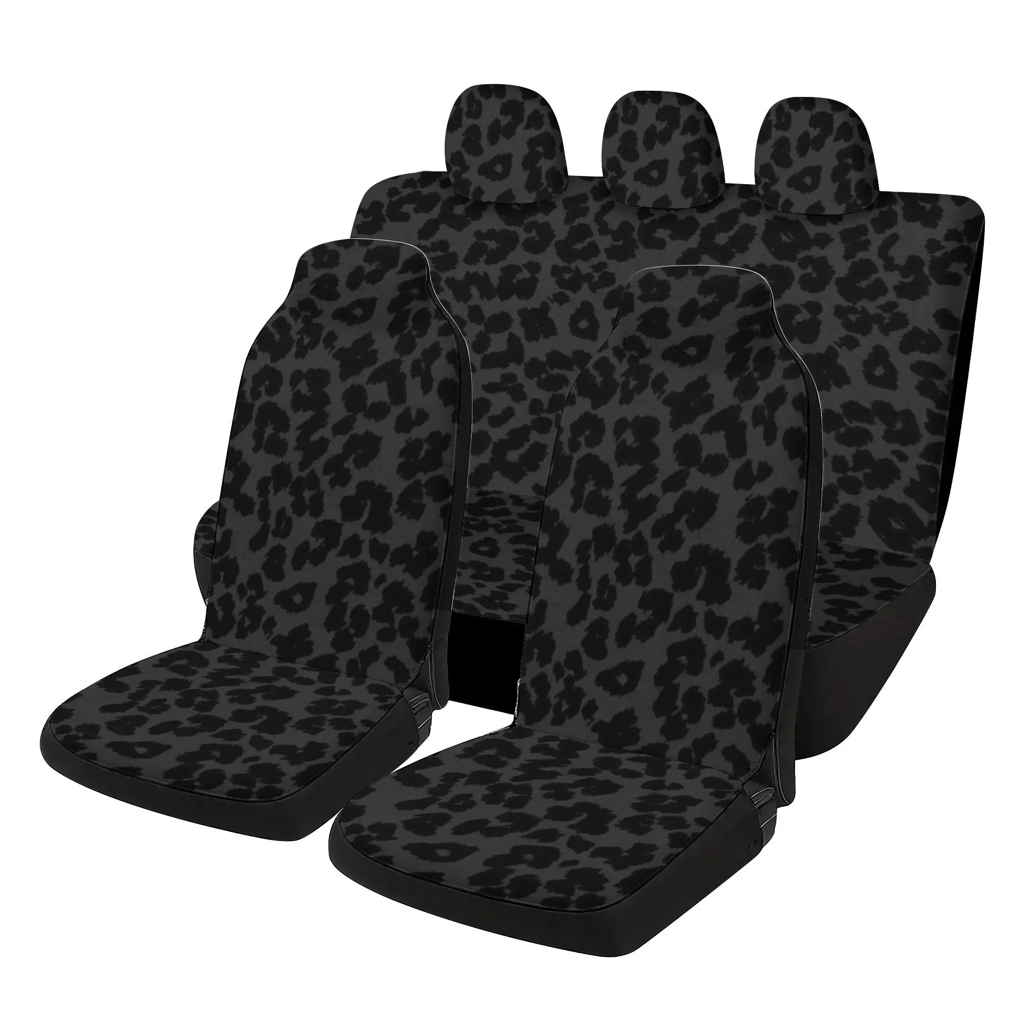 Juego completo de fundas para asientos de coche de cinco asientos con estampado de leopardo, fundas protectoras para asientos completos impresas y gruesas para todas las estaciones, adecuadas para Seda