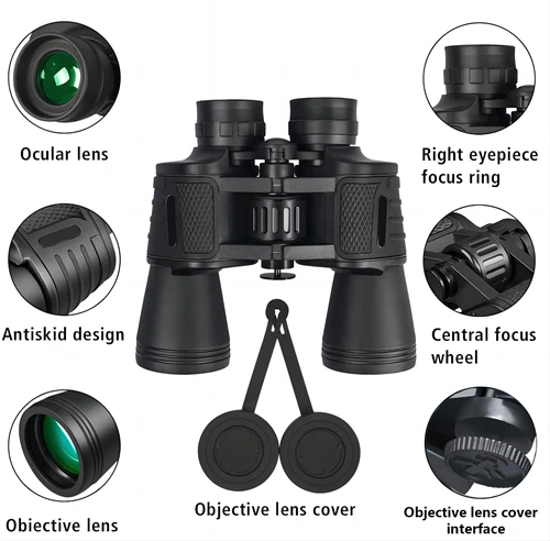 Imagen 2 del producto Binoculares profesionales de alta definición 10x50 con revestimiento FMC, prisma BAK4, telescopio impermeable IPX4, ligero y portátil