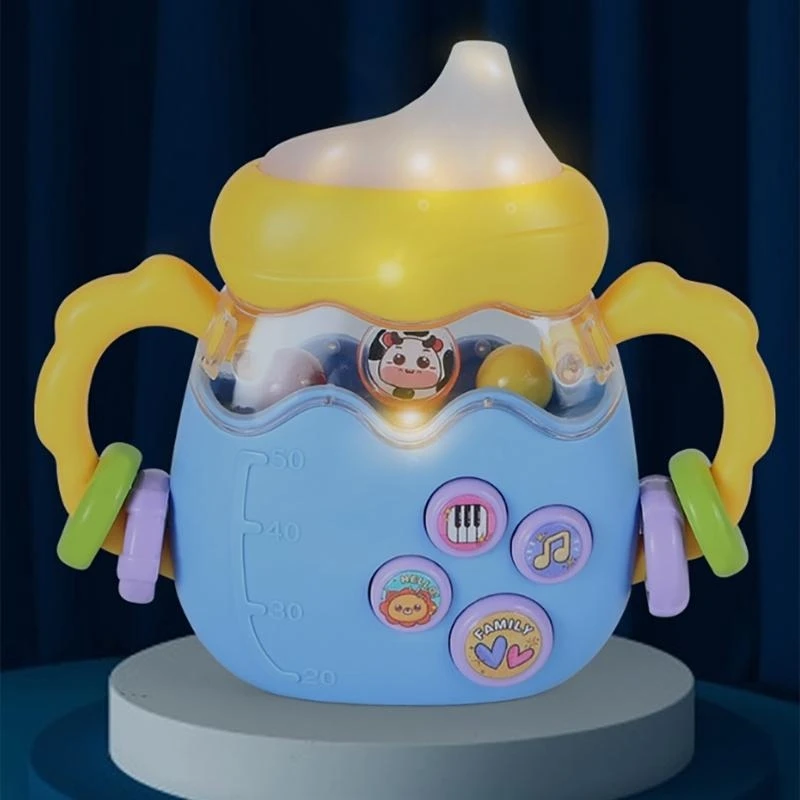 لعبة خشخيشة موسيقية لزجاجة الأطفال مع لعبة تعليمية لأجراس اليد الكهربائية ذات الموسيقى الخفيفة