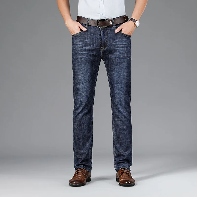 

Мужские легкие летние джинсы из денима, свободные прямые брюки с эластичным поясом средней посадки для повседневной носки