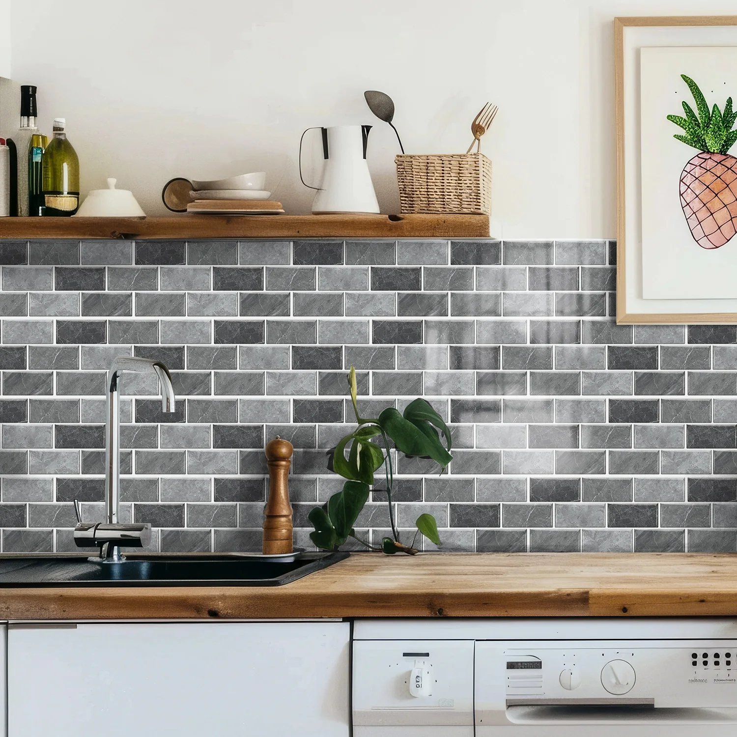 

Anti stone brick self-adhesive wall sticker for kitchen and bathroom DIY waterproof and oil resistant home decoration