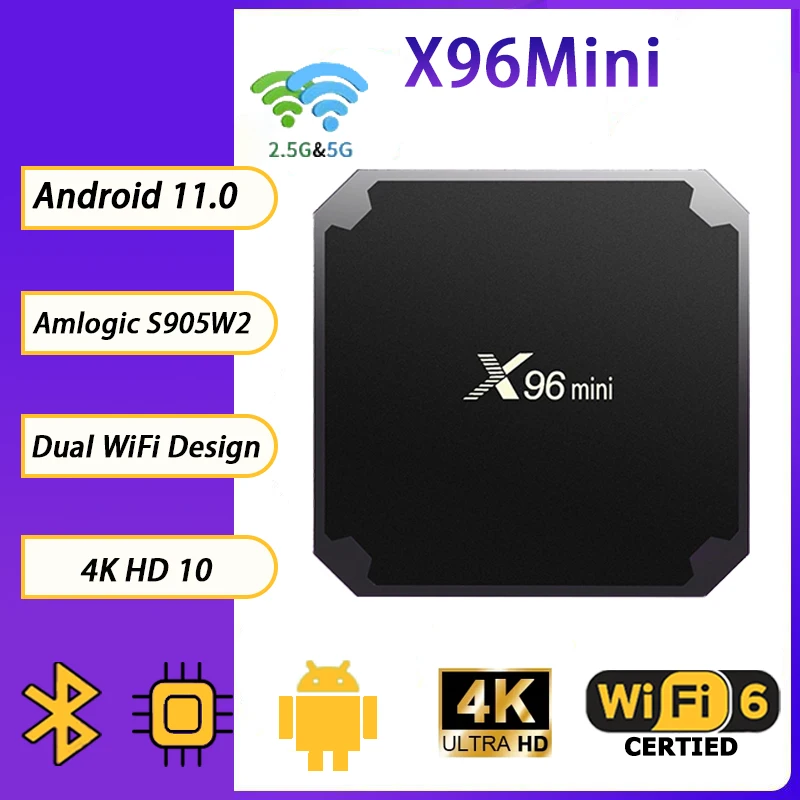 X96Mini Smart TV BOX Android 11 Amlogic S905W2 رباعي النواة 1GB 8GB يدعم 4K 3D 30tps WiFi 2.4 جيجا هرتز H.265 VP9 x96mini Set Top box #1