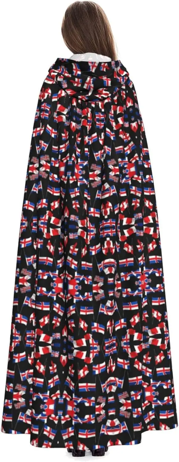 National flag Printed hooded cape suitable for masquerade Halloween party cosplay props keep warm Water Resistant