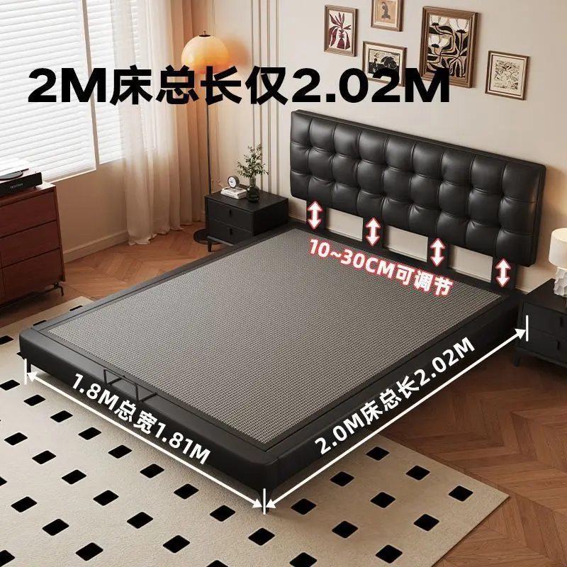 Simple waffle ultra-thin bedside double bed small apartment high-end master bedroom queen bed