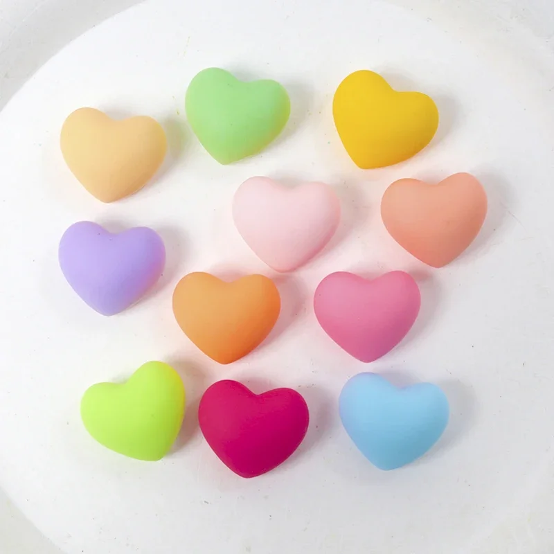 10/100pcs Resin Accessories Love Heart Frosted DIY Hairpin Keychain Pendant Handicrafts Patch Handmade Materials