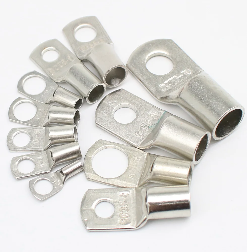 10Pcs SC1.5-5 SC10-8 SC16-6 SC16-8 Copper Cable Lug Kit Bolt Hole Tinned Cable lugs Battery Terminals copper nose Wire connector