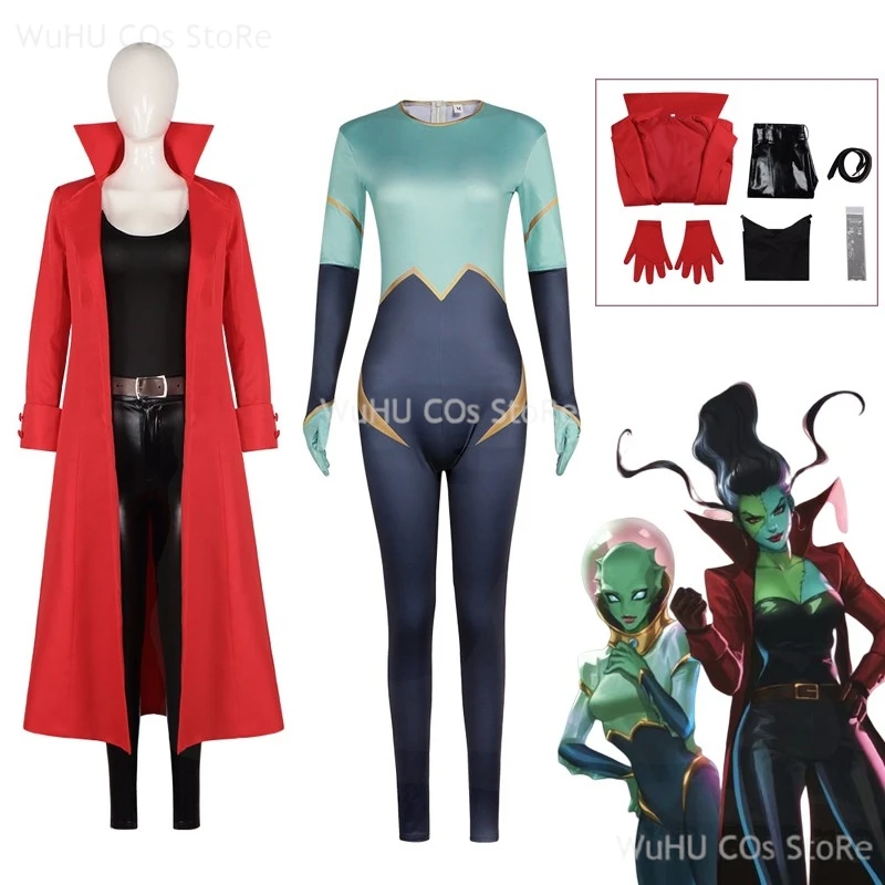 Biological Cos Commando Costume Fancy Dress The Bride Lady Frankenstein Cosplay Women Clothing TV Adult Woman Red Trench Coat