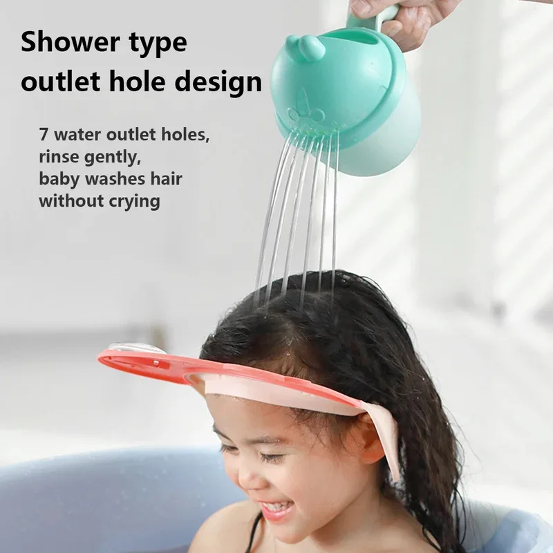 Baby Bath Caps Toddle Shampoo Cup Children Bathing Rinse Bailer Baby Shower Accessories Newborn Kids Washing Hair Spoons