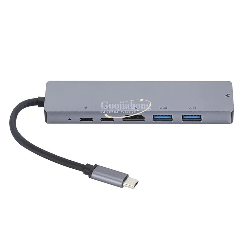 

Многофункциональный USB-C хаб 6-в-1 с поддержкой 4K HD и PD, док-станция с сетевым интерфейсом RJ45