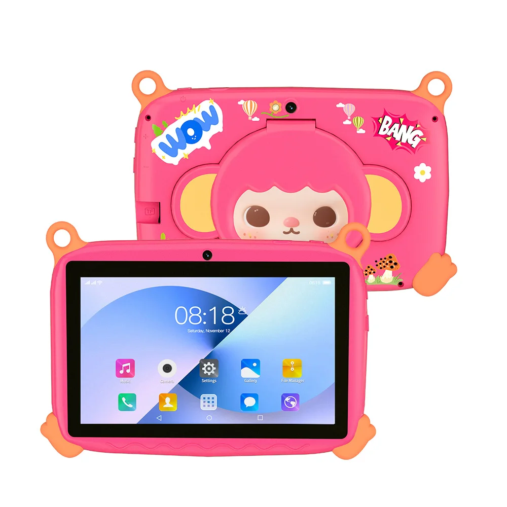 Image of Kinder-Tablet 7 Zoll mit Cartoon-Affen-Muster Quad-Core 4GB RAM 64GB ROM Android 13 Google-Zertifiziert Lern- und Spiele-Tablet