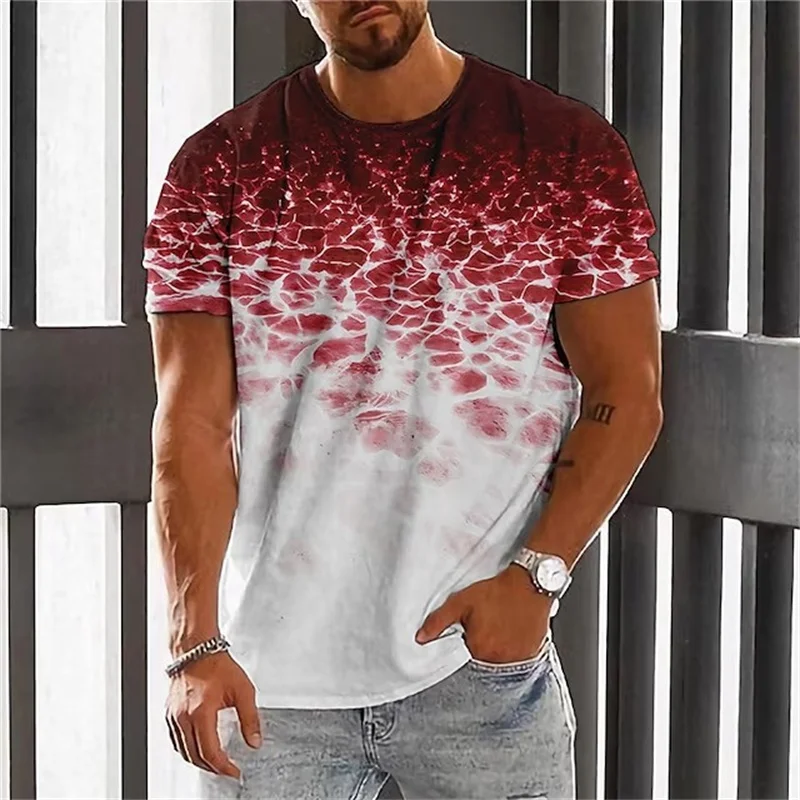 Fashion Simple 3d Printing Men's T-Shirts Summer Short Sleeve Beach Casual T Shirt 6XL Plus Size O-Neck Street Tops