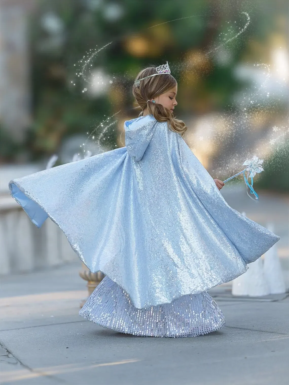 Hochwertiger Kinder-Umhang mit glitzernden Pailletten, stilvoller Schal-Mantel, trendiges grenzübergreifendes Outfit für Mädchen, geeignet für Feiertage und Themenveranstaltungen. – Detail 12