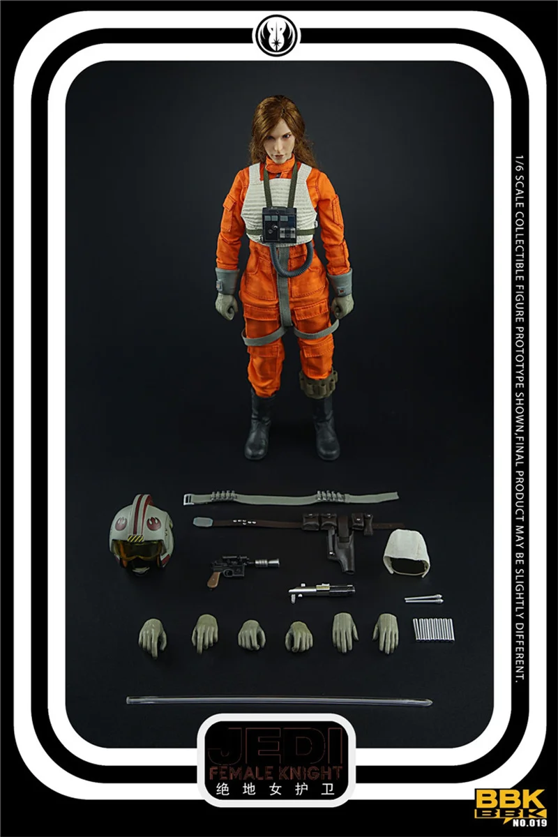 BBK BBK019 1/6 Scale Jedi Female Knight Orange Jumpsuit Blue Lightsaber 12'' Full Set Collectible Action Figure Model Doll Toys