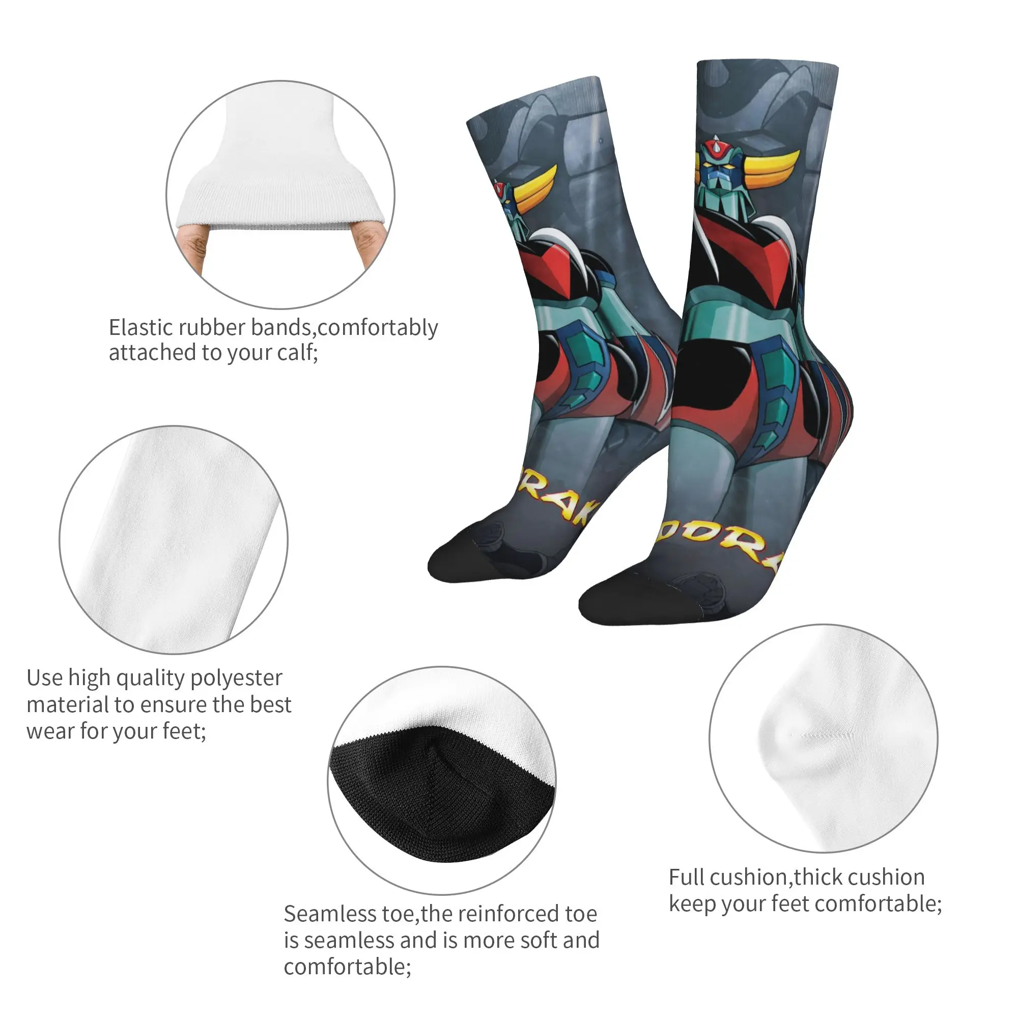 New Male Men Socks Crazy Mazinger Z Manga Sock Polyester Anime Skateboard Women's Socks Spring Summer Autumn Winter