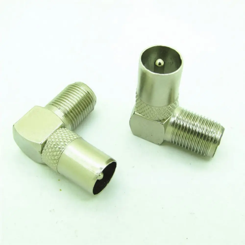 F Female To 9 5mm TV Male Connector Right Angle Adapter Metallic RF Signal Converter Plug For Digital