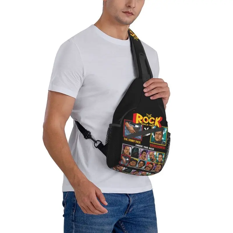 Dwayne the Rock Johnson Fighter bolsa de memória masculina, mochila casual de ombro, mochila de peito para ciclismo, acampamento