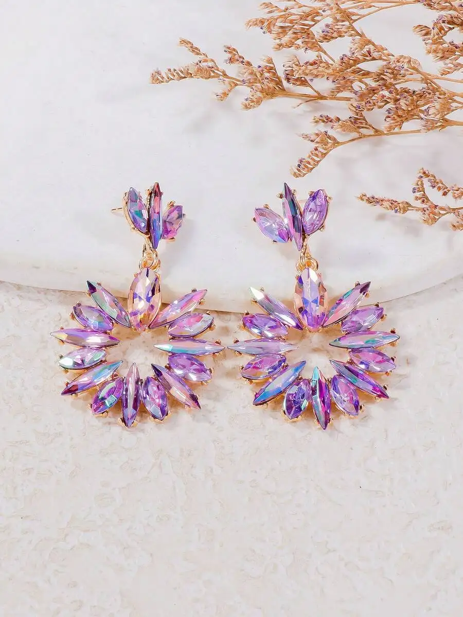 

Exaggerated Rhinestone Dangle Earrings For Women Party Vacation Accessory