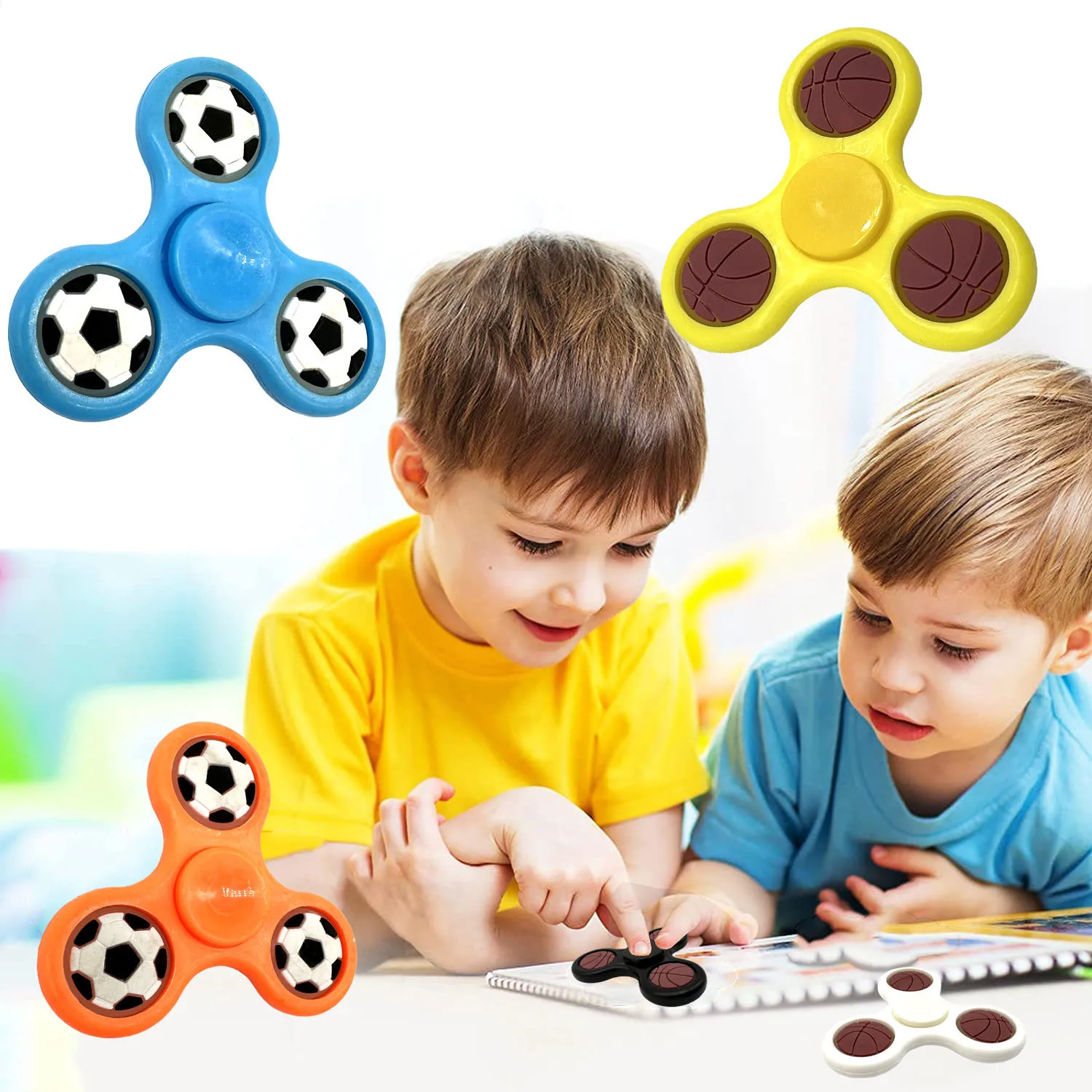 5Pcs Fingertip Gyro Creations Triple Leaf Gyro Football Basketball Gyro Mini Gadgets Anti-Stress Toy Kids Adults Decompress Toys