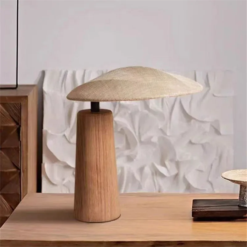 Wabi sabi solid wood table lamp led designer Desk Light Japanese study bedside lamp Living room Tea Room Sofas aesthetic lamp