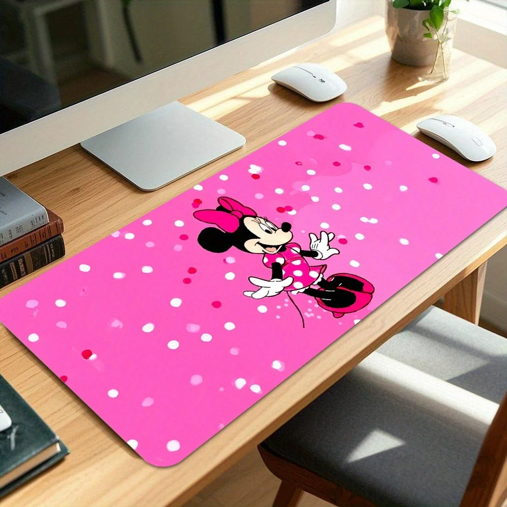 

1 шт. Официальный лицензионный коврик для мыши Disney — большой коврик для игрового и офисного стола с розовыми точками в горошек, нескользящее основание, дополнительно