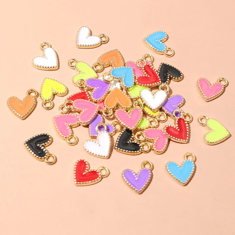 30-50Pcs 9x10mm/15x13mm Small Alloy Heart Charms Cute Love Pendants For DIY Bracelet Necklaces Jewelry Making Accessories