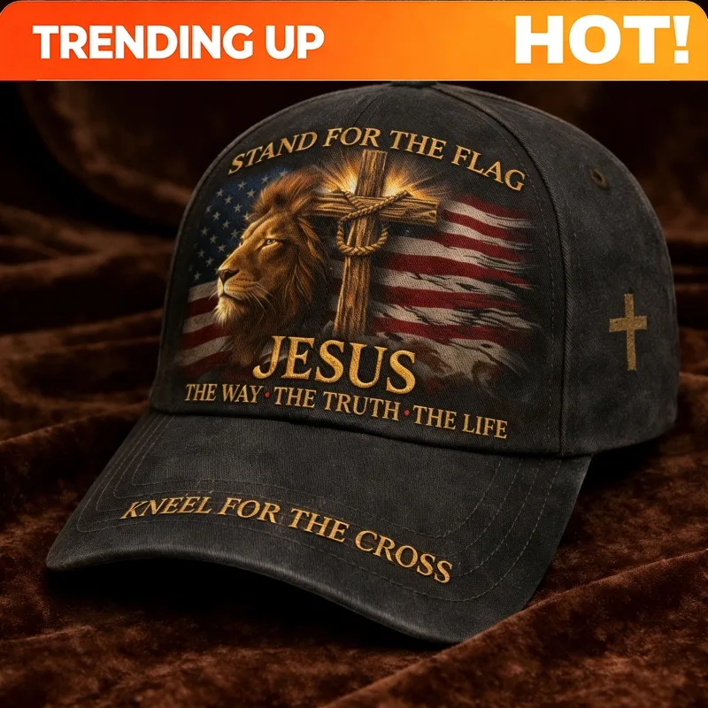 Custom Vivid Lion-and-Faith Themed Cap | Unique, Symbol-Rich Collectible with Enduring Spiritual Significance, Woven Fabric