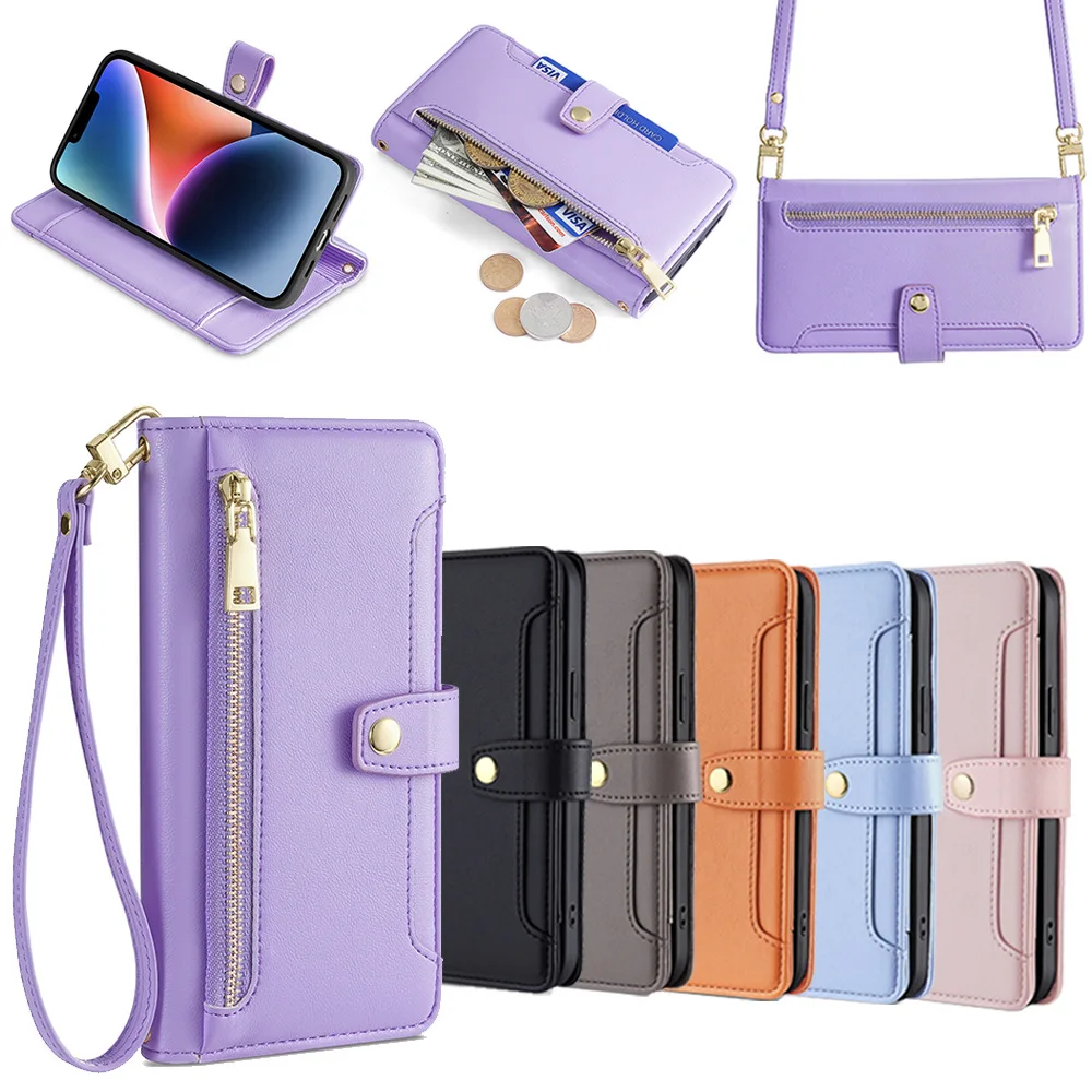 

Luxury Zipper Crossbody Case for Huawei Enjoy 70z 70 pro 60X 60 50Z Leather Lanyard 5 Cards Slot Pocket Book Phone Cover Funda