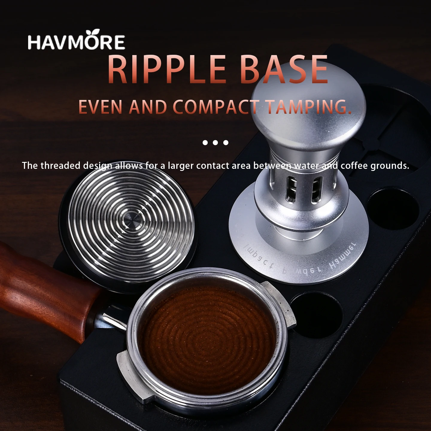Havmore Espresso Auto Reset Tamper Ripple Base Coffee Powder Press Hammer Coffee Tamper