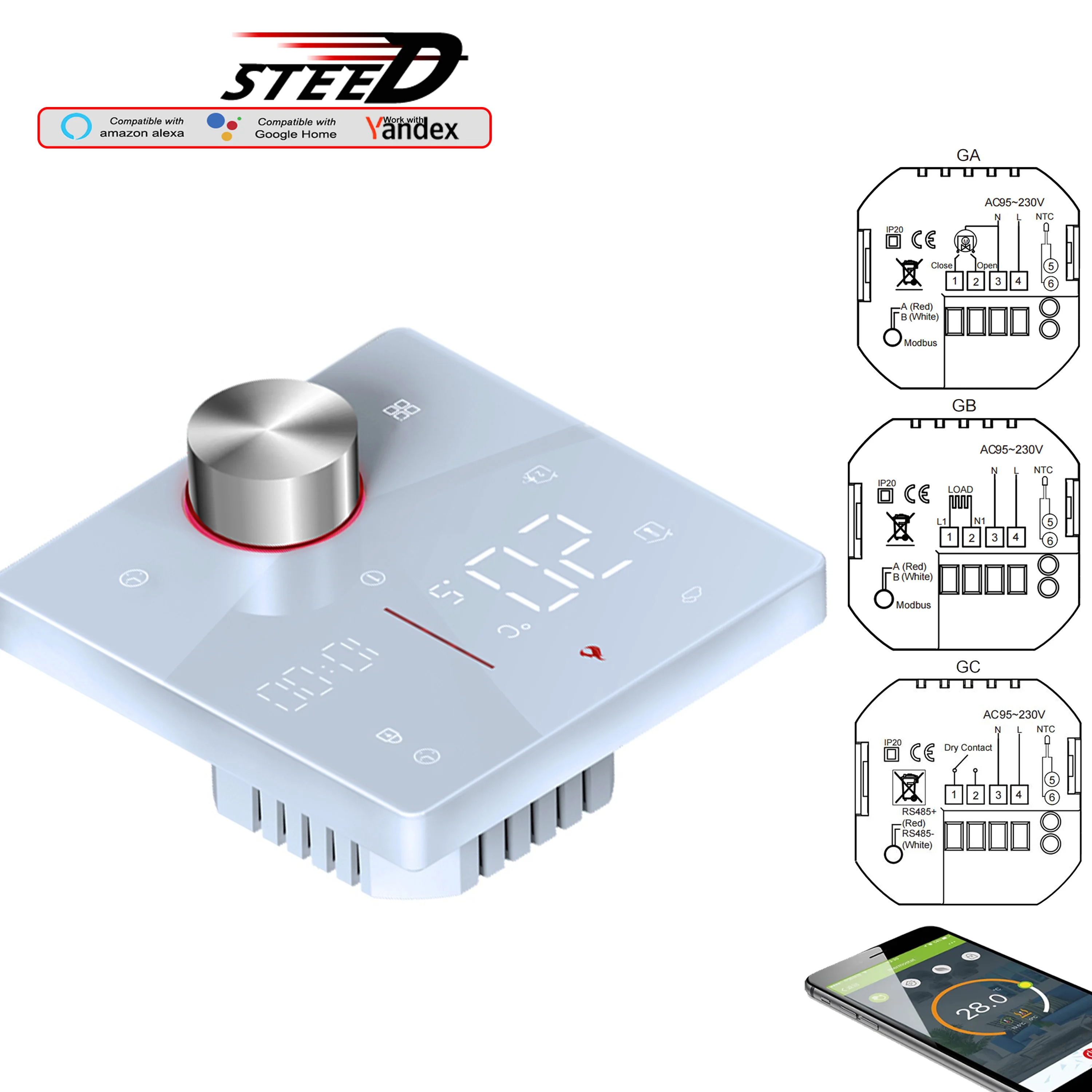 WIFI Floor Radiation Heating Thermostat with Knob/Button Adjust Control Temperature Valve/Boiler/Electric Switch 24V 220V