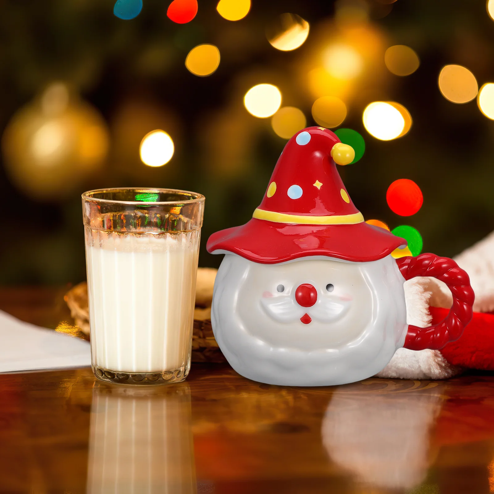 

Рождественский Санта-Клаус, красная керамическая кофейная кружка, ручная роспись, крышка, чашка для чая, горячее какао, праздник, домашний офис, рождественская кружка Санта-Клауса