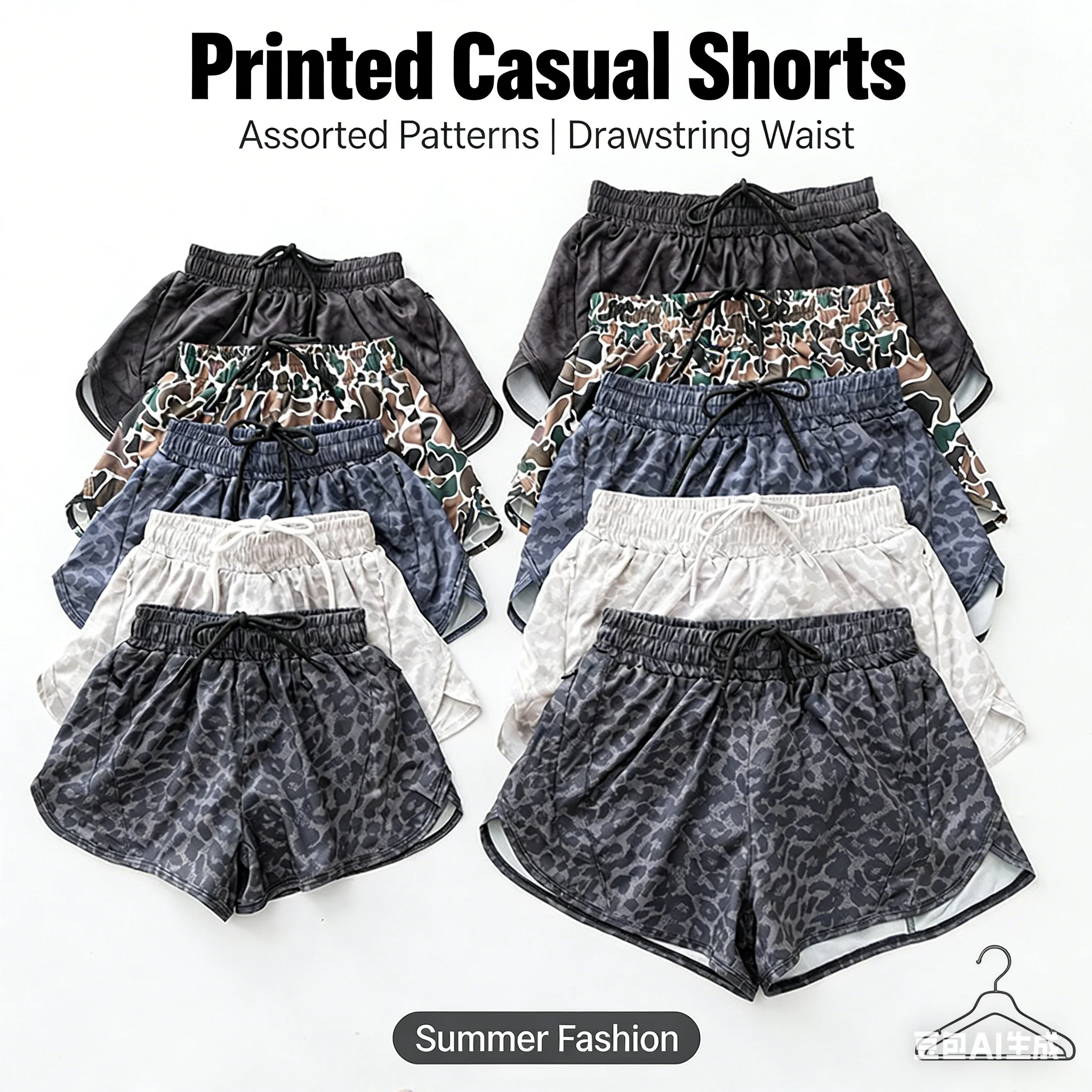 

Matching Family Sports Shorts for Women Leopard-Print Two-Piece Style Anti-Exposure Quick-Dry Stretch Fitness Shorts